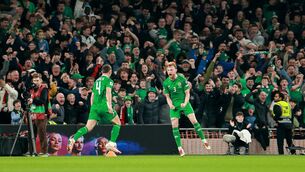 <p>PRACTICE MADE PERFECT: Ireland's Liam Scales and Dara O'Shea celebrate. Pic: ©INPHO/Morgan Treacy.</p>