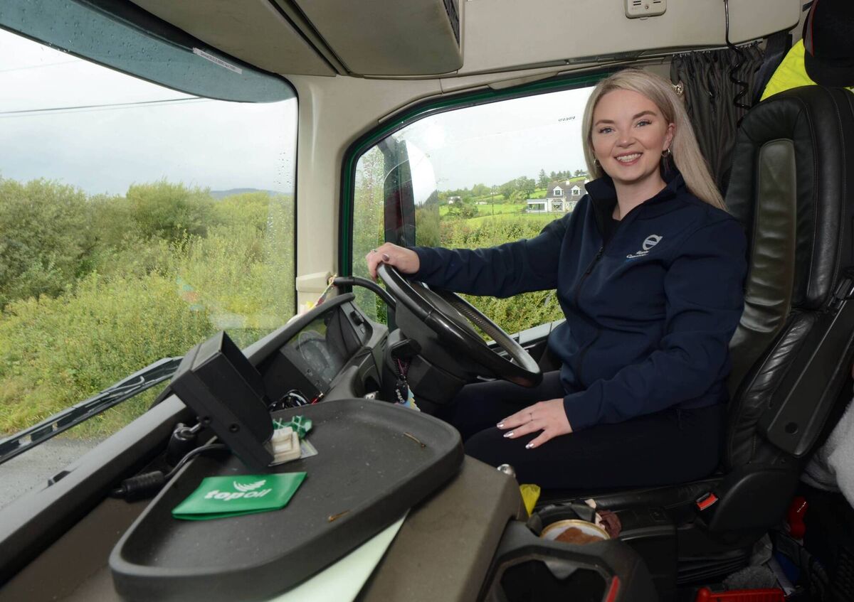 Aishling O'Donnell professional truck driver behind the wheel of her truck near Castlebar Mayo. Picture: Paul Mealey.