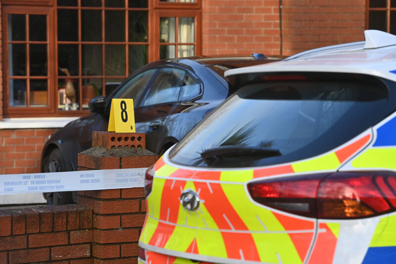  A Garda marker at Shrewsbury Downs in Ballinlough, Cork, following a fatal incident that left a woman dead and her husband seriously injured. Picture: Dan Linehan