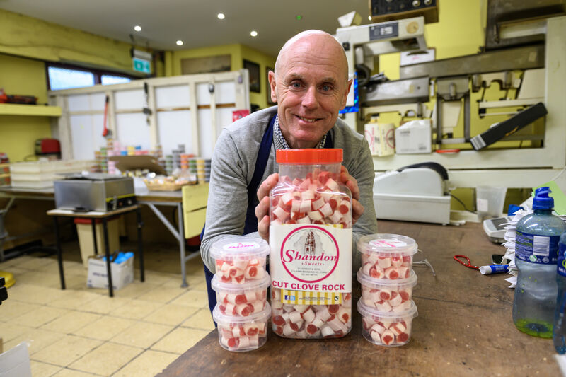  Tony Linehan of Shandon Sweets on John Redmond St, Shandon, Cork with his famous handmade cut clove rocks which was one of the packets of sweets Roy Keane purchased to hand out on the Overlap show. Picture: Dan Linehan