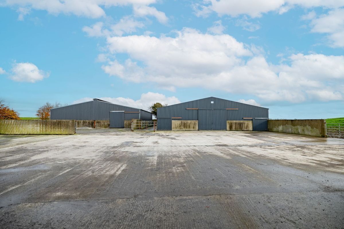 The farmyard is exceptionally well equipped, featuring a concrete yard, 18-bay slatted shed, walled silage slab, dry bedded shed and accommodation for around 200 cattle. The farmyard is exceptionally well equipped, featuring a concrete yard, 18-bay slatted shed, walled silage slab, dry bedded shed and accommodation for around 200 cattle.