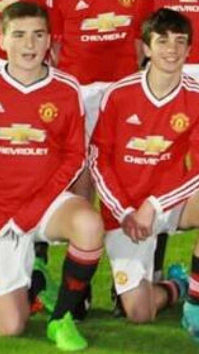 Troy Parrott in a Manchester United during an U13 game at Gannon Park in Malahide Troy Parrott in a Manchester United during an U13 game at Gannon Park in Malahide