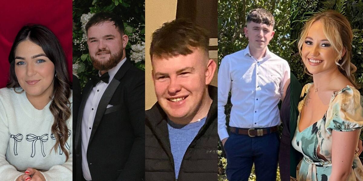 Chloe McGee, 23, and Shay Duffy, 21, from Carrickmacross in Co Monaghan; Alan McCluskey, 23, from Drumconrath in Co Meath; Dylan Commins, 23, from Ardee in Co Louth, and Chloe Hipson, 21, from Lanarkshire in Scotland were remembered at vigils on Tuesday night.  