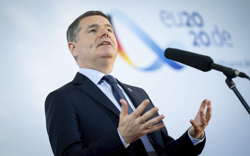 The Eurogroup president Paschal Donohoe speaking during an informal meeting of economics and finance ministers in Berlin in 2020. Picture: Kay Nietfeld/DPA/AP