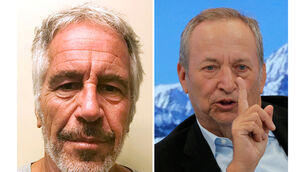 This combo shows Jeffrey Epstein, left, and U.S. economist Larry Summers. (New York State Sex Offender Registry via AP/Michel Euler)