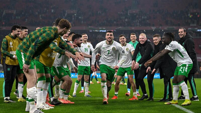 It’s Ireland v Hungary and this Derry Girl has been chatting since kick-off like she’s Graham Norton of a Friday night. Picture: Stephen McCarthy/Sportsfile