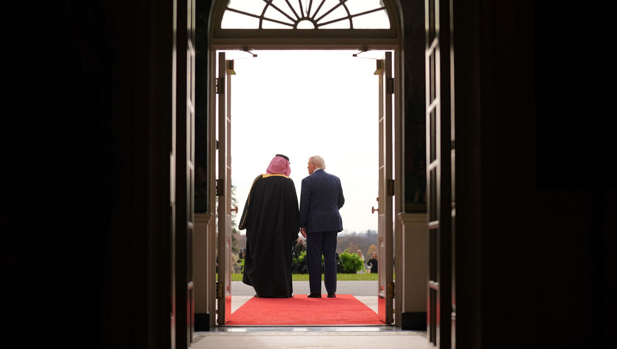 President Donald Trump welcomed Saudi Arabia's crown prince Mohammed bin Salman to the White House on Tuesday. Picture: Evan Vucci/AP
