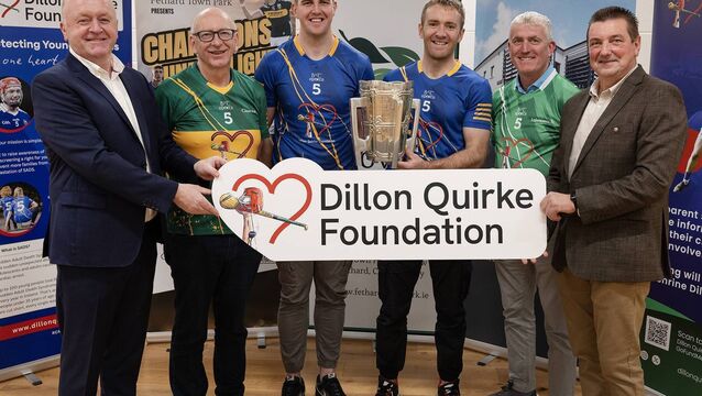 <p>Pictured at the launch of of the "Champions Under Lights" senior hurling and football challenge games, hosted by Fethard Town Park and sponsored by Clonmel Credit union in aid of the Dylan Quirke Foundation, Dan Quirke Dylan Quirke Foundation, Peter Twiss Kerry SF, Stephen O Brien Tipperary SF, Noel McGrath Tipperary SH, John Kiely Limerick SH, Tommy Sheehan Fethard Town Park. Pic: John D Kelly photography</p>