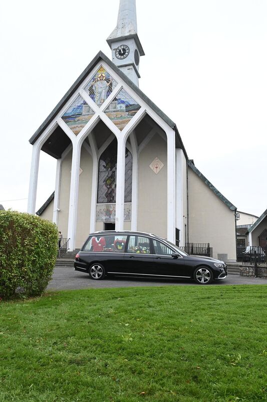 'You’ll Never Walk Alone', the Liverpool anthem, played as Mr O’Connell’s coffin was brought from the church before being brought to his final resting place at St. Catherine’s Cemetery in Kilcully. Picture: Larry Cummins