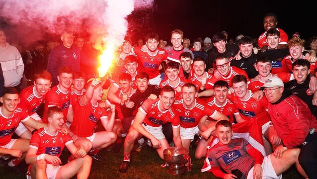 <p>Mungret St Pauls celebrate victory over Newcastlewest in the Limerick SFC final: Pic: Brendan Gleeson</p>