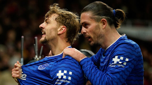 <p>Kiernan Dewsbury-Hall scored a superb 29th minute winner for Everton against Manchester United. Pic: AP Photo/Dave Thompson</p>