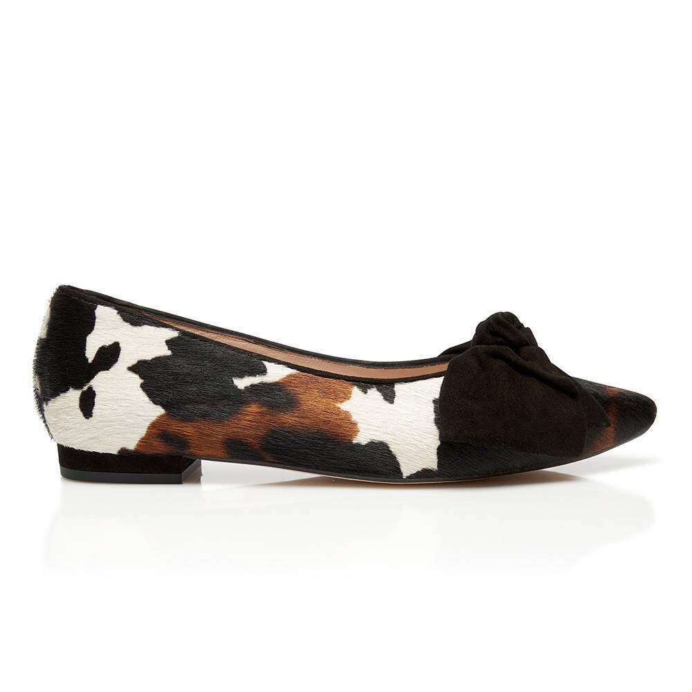 Bow flat cow print shoes, Nicki Hoyne, €230