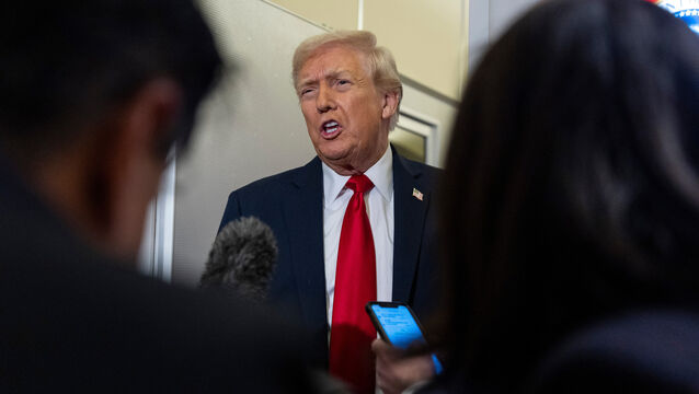 <p>President Donald Trump speaks with reporters while in flight on Air Force One from Joint Base Andrews to his Mar-a-Lago estate in Palm Beach, Fla., Tuesday, Nov. 25, 2025. (AP Photo/Alex Brandon)</p>