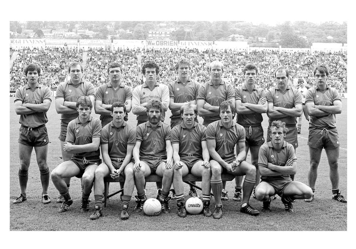 St Finbarr's, Cork SFC champions of 1985. Back: Mick Slocum, Christy Ryan, Jimmy Barry Murphy, John Kerins, Kevin Scanlan, Declan O'Mahony, Brendan Searls, Damian Philpott, Tony Leahy. Front: Paddy Hayes, John Cremin, Gene Desmond (capt), Dave Barry, John Meyler, Mick Carey. (Examiner photo) St Finbarr's, Cork SFC champions of 1985. Back: Mick Slocum, Christy Ryan, Jimmy Barry Murphy, John Kerins, Kevin Scanlan, Declan O'Mahony, Brendan Searls, Damian Philpott, Tony Leahy. Front: Paddy Hayes, John Cremin, Gene Desmond (capt), Dave Barry, John Meyler, Mick Carey. (Examiner photo)