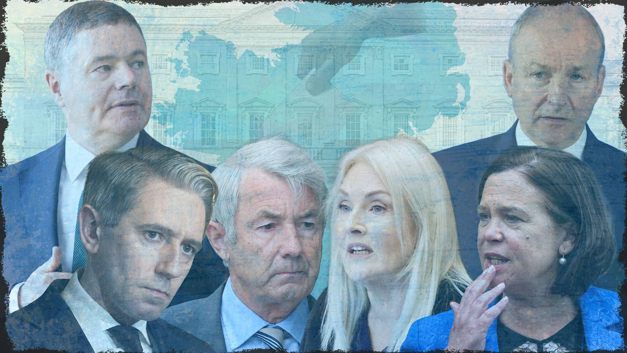 Clockwise from top left: Outgoing finance minister Paschal Donohoe, Taoiseach Micheál Martin, Sinn Féin leader Mary Lou McDonald, Ceann Comhairle Verona Murphy, Independent TD Michael Lowry, and Tánaiste Simon Harris. Pictures: Sasko Lavrov