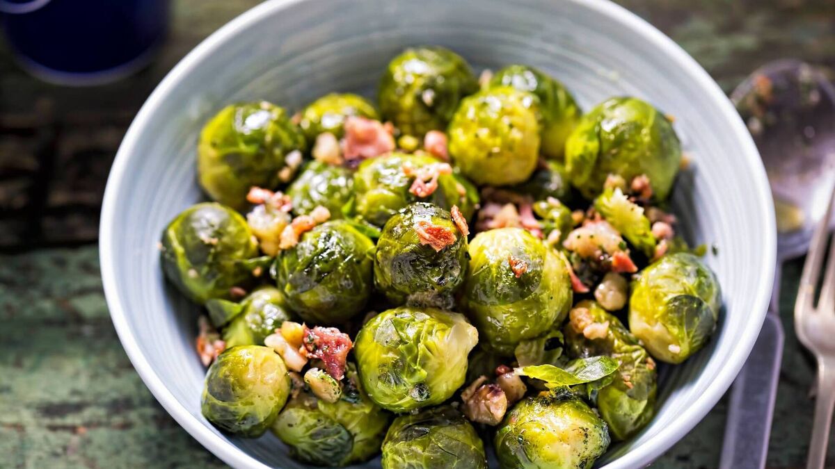 Brussel Sprouts with Hazelnuts & Bacon