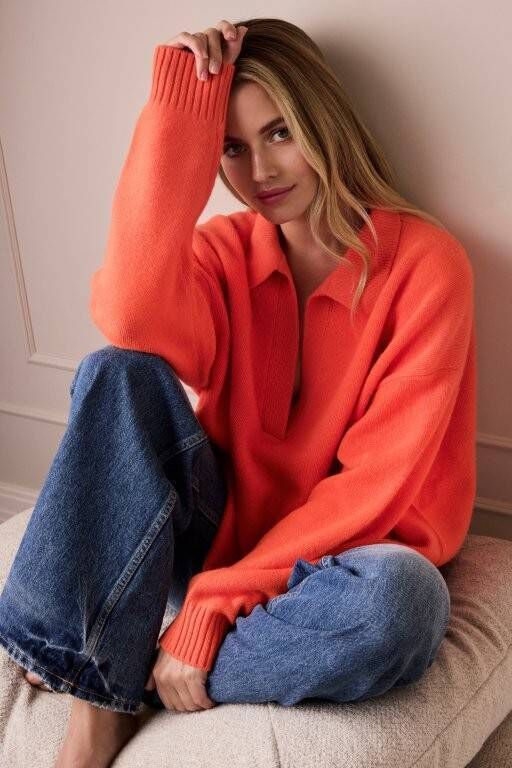 Lucy Nagle's vibrant orange collar sweater, €355