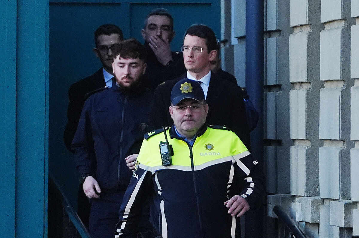 Enoch Burke (centre right) leaving the High Court in Dublin. Picture: Brian Lawless/PA Wire