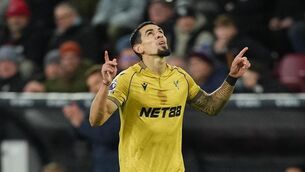 <p>Crystal Palace's Daniel Munoz celebrates scoring their  first goal during the Premier League match against Burnley at Turf Moor on Wednesday. Pic: Thomas Ash/PA</p>