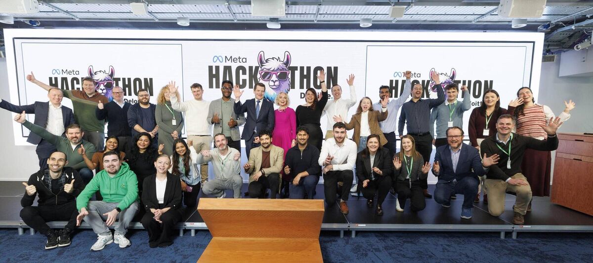 Participants in the Meta and Deloitte Ireland Llama for Good Hackathon, which was hosted in Meta's International HQ in Ballsbridge.