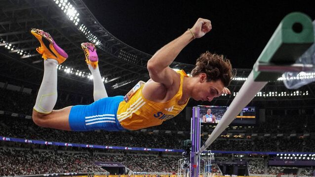 <p>Sweden's Armand Duplantis in action. Pic: Pawel Kopczynski/Reuters</p>
