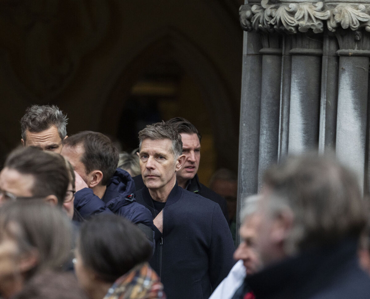 Dermot Bannon leaving after the funeral of tv personality and architect Hugh Wallace who passed away unexpectedly at home on December 1. Pictures: SAM BOAL/Collins Photos