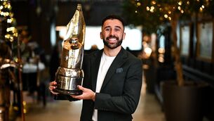 <p>GREAT SEASON: Roberto Lopes of Shamrock Rovers recipient of the Soccer Writers Ireland 2024 Men's Personality of the Year Award. Pic: Stephen McCarthy/Sportsfile.</p>
