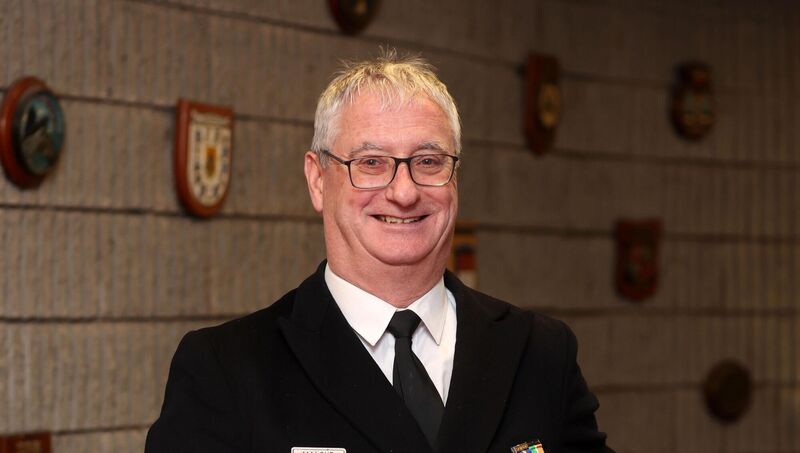 Retiring Flag Officer Commanding Naval Service, Commodore Michael Malone at Haulbowline Naval Base, Cork Harbour, on Friday. Picture: Jim Coughlan