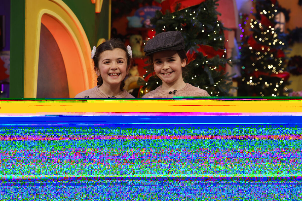 Aoife and Tara McCarthy (9) from Cork, Toy Demonstrator at The Late Late Toy Show 2025.