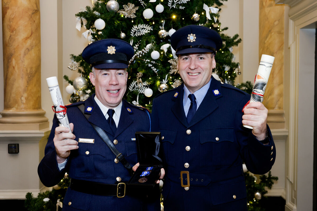 Superintendent David Nolan and Garda John Carroll were each awarded a bronze medal for their attempted rescue of a young man from the River Nore in Kilkenny City in April 2003. Picture: Maxwell’s Superintendent David Nolan and Garda John Carroll were each awarded a bronze medal for their attempted rescue of a young man from the River Nore in Kilkenny City in April 2003. Picture: Maxwell’s