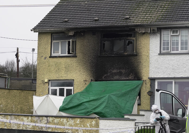 The scene of the house fire in Edenderry. Picture: Aisling Hyland/PA Wire The scene of the house fire in Edenderry. Picture: Aisling Hyland/PA Wire