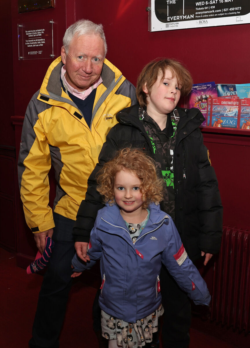 Michael Byrne from Rochestown with grandchildren Rosie and Ruairi Keane.