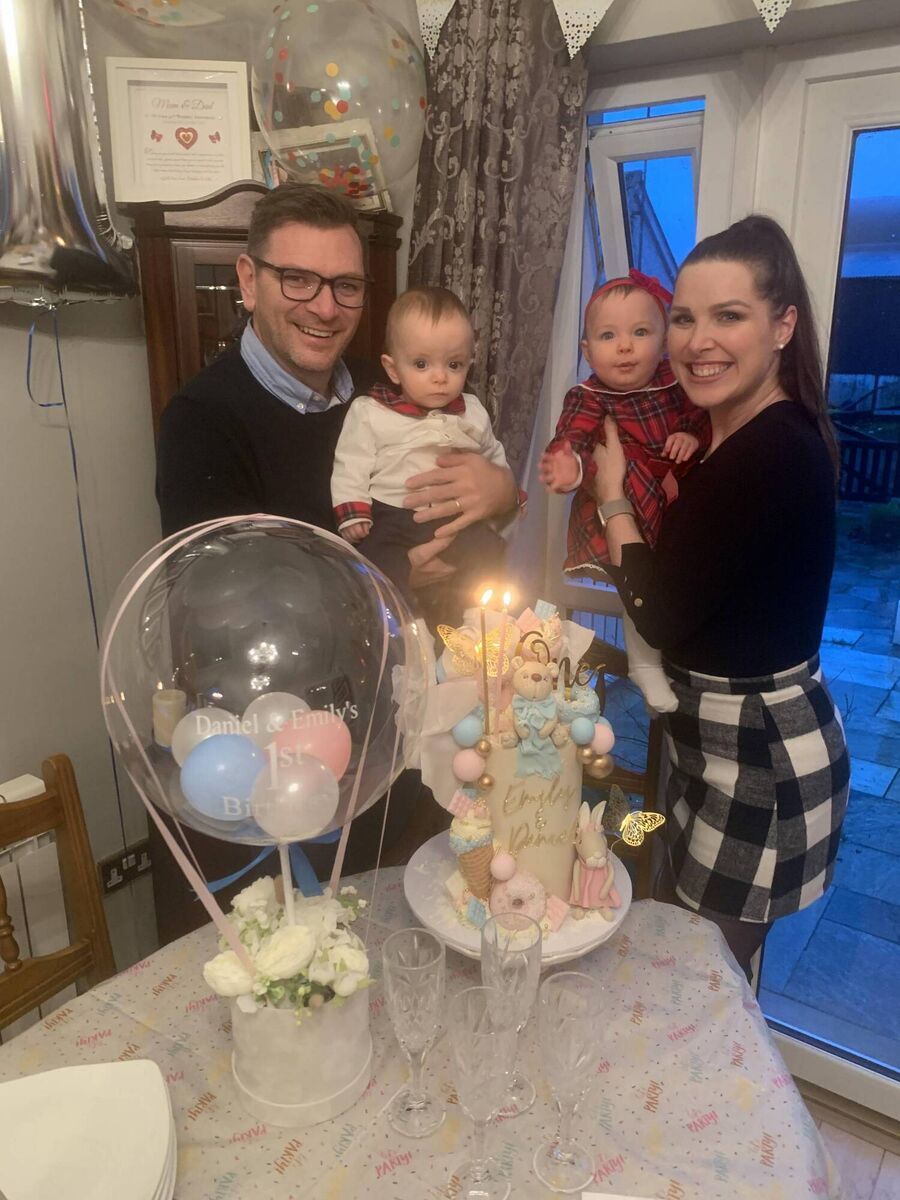 All together at home: Richard and Edel O'Regan with babies Daniel and Emily All together at home: Richard and Edel O'Regan with babies Daniel and Emily