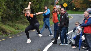 <p>ON TO 2026: Armagh footballer Kelly Mallon (Ulster) in action during the semi-final of the Kingston New Homes Queen of the Roads at the King and Queen of the Roads road bowling festival at Ballincurrig, Co Cork. Pic: Dan Linehan.</p>