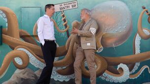 <p>Ryan Tubirdy and Graham Norton in Bantry before going onstage for this year's West Cork Literary Festival. Picture: Darragh Kane</p>