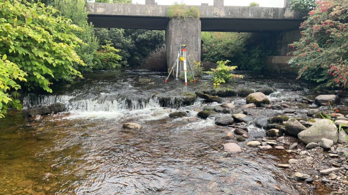 Waterville, County Kerry — platform near bridge posing barrier to fish migration