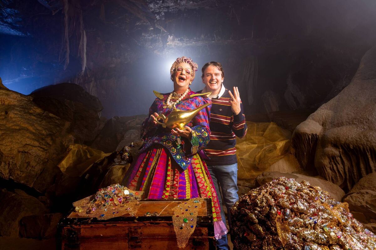 Some of the cast of Cork Opera House's upcoming Panto, Aladdin, pictured at The Mitchelstown Caves. Aladdin opens at Cork Opera House on Wednesday November 26 and runs until Sunday January 18, 2026.