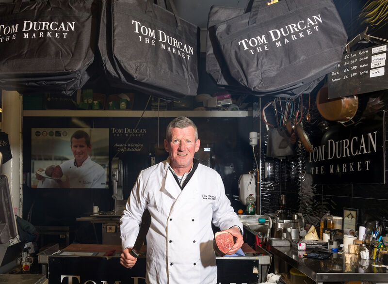 Craft butcher Tom Durcan at his stall in the English Market, Cork. - Picture: David Creedon Craft butcher Tom Durcan at his stall in the English Market, Cork. - Picture: David Creedon