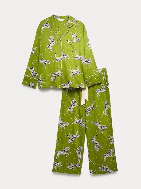Pure Cotton Sateen Zebra Print Pyjama Set, M&S, €49 Pure Cotton Sateen Zebra Print Pyjama Set, M&S, €49