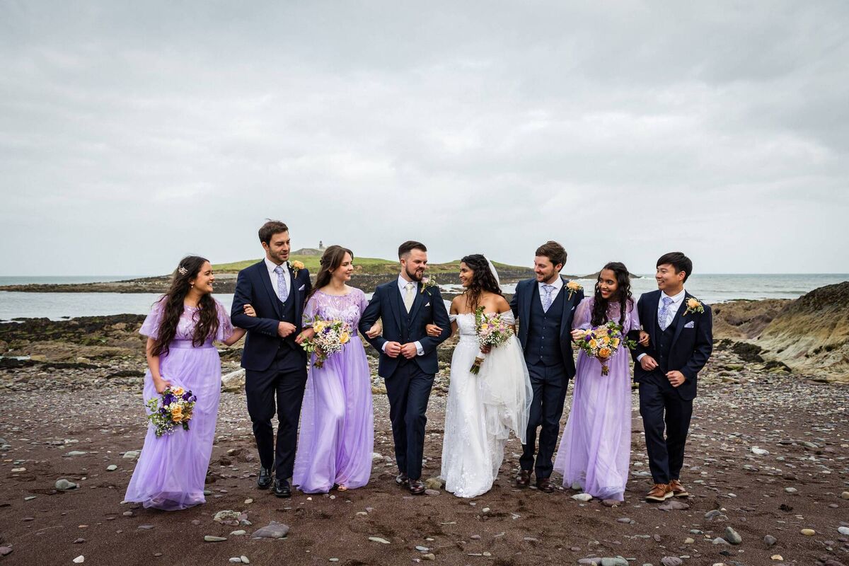 Grace Carvalho and Nathan Whiting with their wedding party. Pictures: Dermotsullivan.com