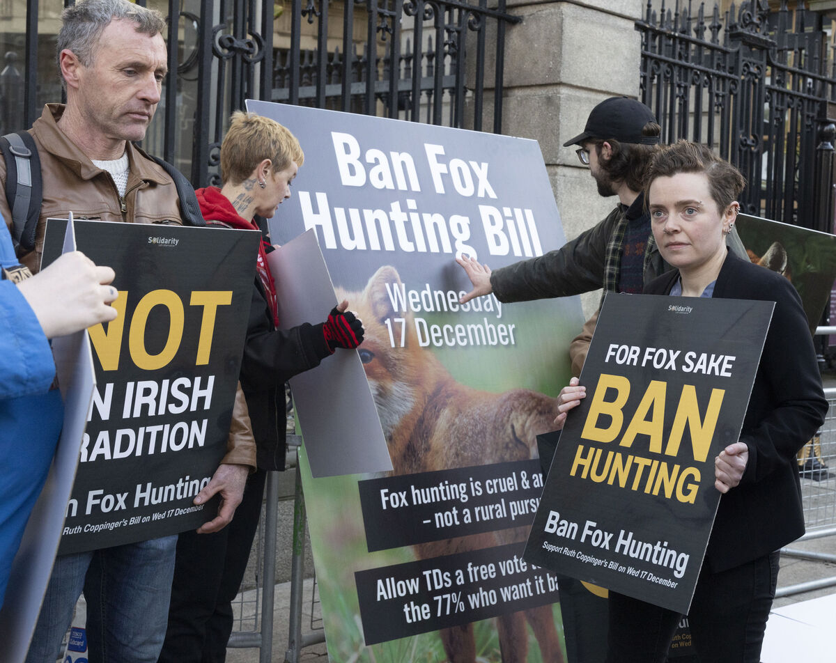 A protest against blood sports and fox hunting outside Leinster House. File photo: SAM BOAL/Collins Photos