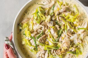 Eunice Power's Chicken, Leek & Mushroom Casserole in White Wine Cream