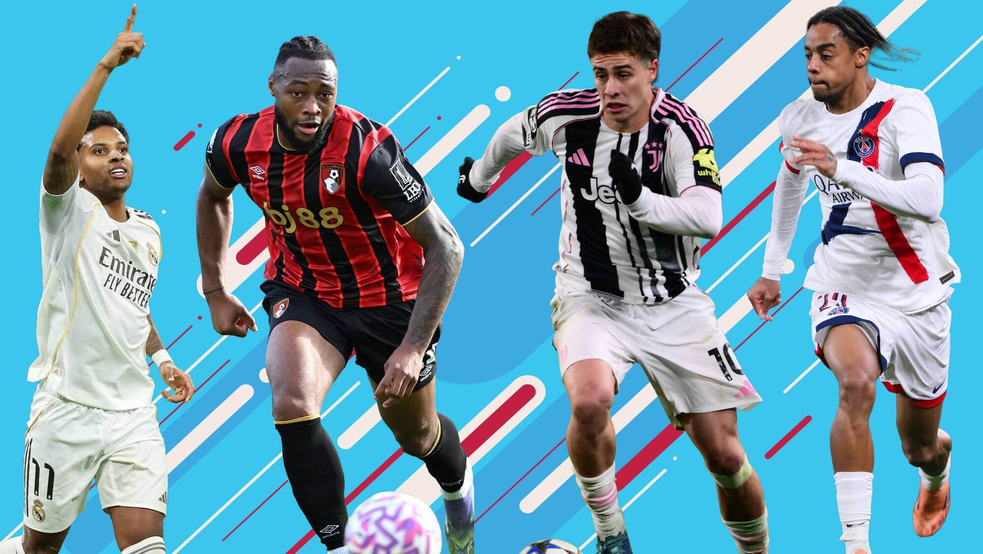 Antoine Semenyo – Bournemouth, Rodrygo – Real Madrid, Kenan Yildiz – Juventus and Bradley Barcola – PSG.