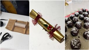 <p>Jennifer Sheahan makes her own Christmas crackers, left and centre, and truffles, right.</p>