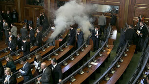 VIDEO: Politician arrested after release of tear gas in Kosovo parliament