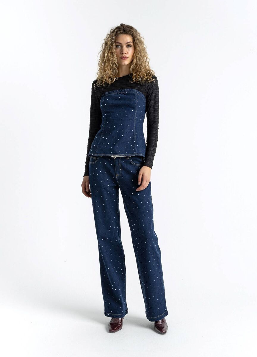 Coster Copenhagen Denim top with studs €119 and matching pants €179 Stockists nationwide