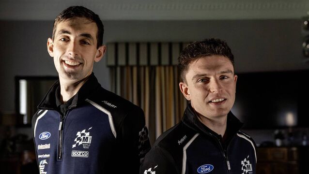 <p>Josh McErlean (right) and Eoin Treacy will have a second season in the top flight of the WRC with the M-Sport Ford WRT. Picture: M-Sport.</p>