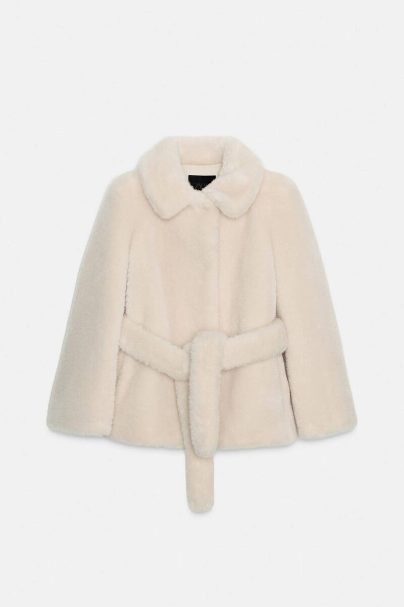 Fashion Faux Fur Belted Coat, €99.95, Zara.
