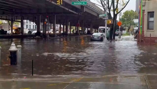 <p>Record rainfall flooding New York City in October.</p>