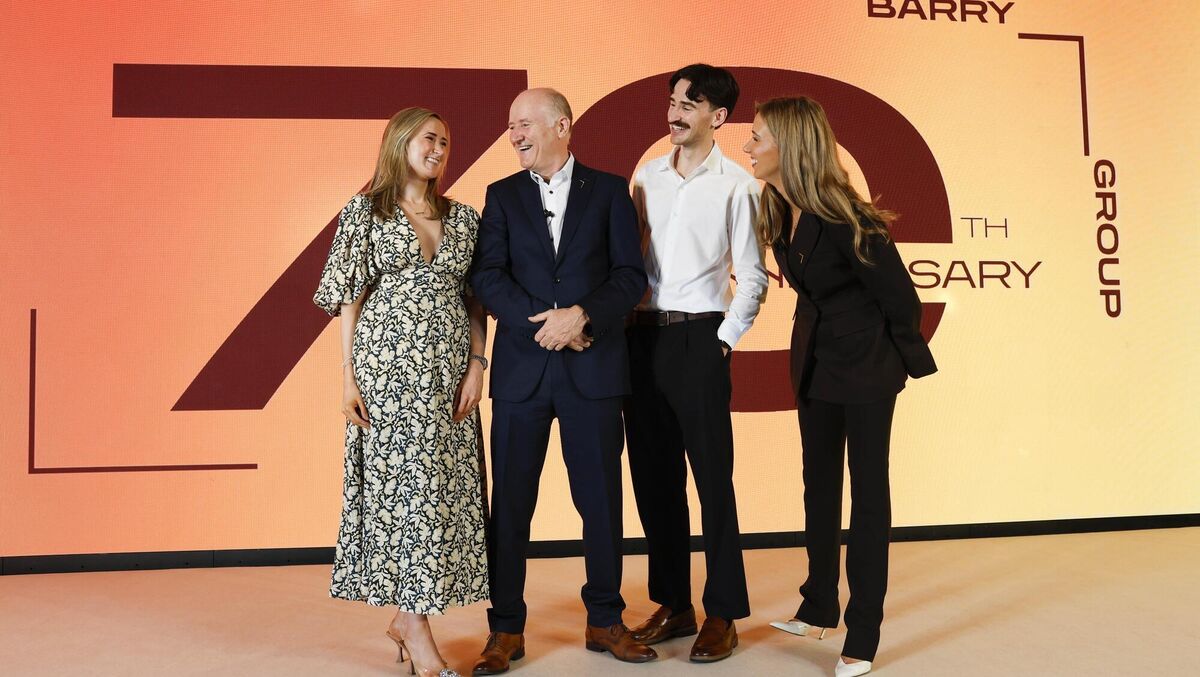  Barry Group MD Jim Barry celebrates the company's 70th year in business with his children Holly, Jamie, and Amy. Picture: Conor McCabe Photography.